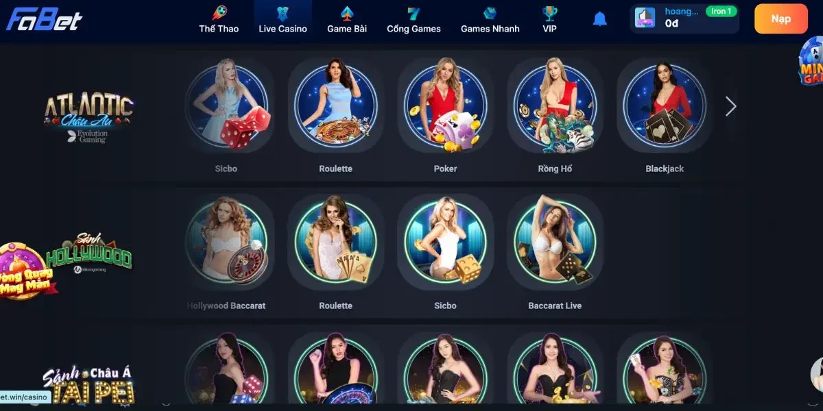 Nhà cái Fabet – Trải nghiệm cá cược Casino online đỉnh cao dành cho cược thủ